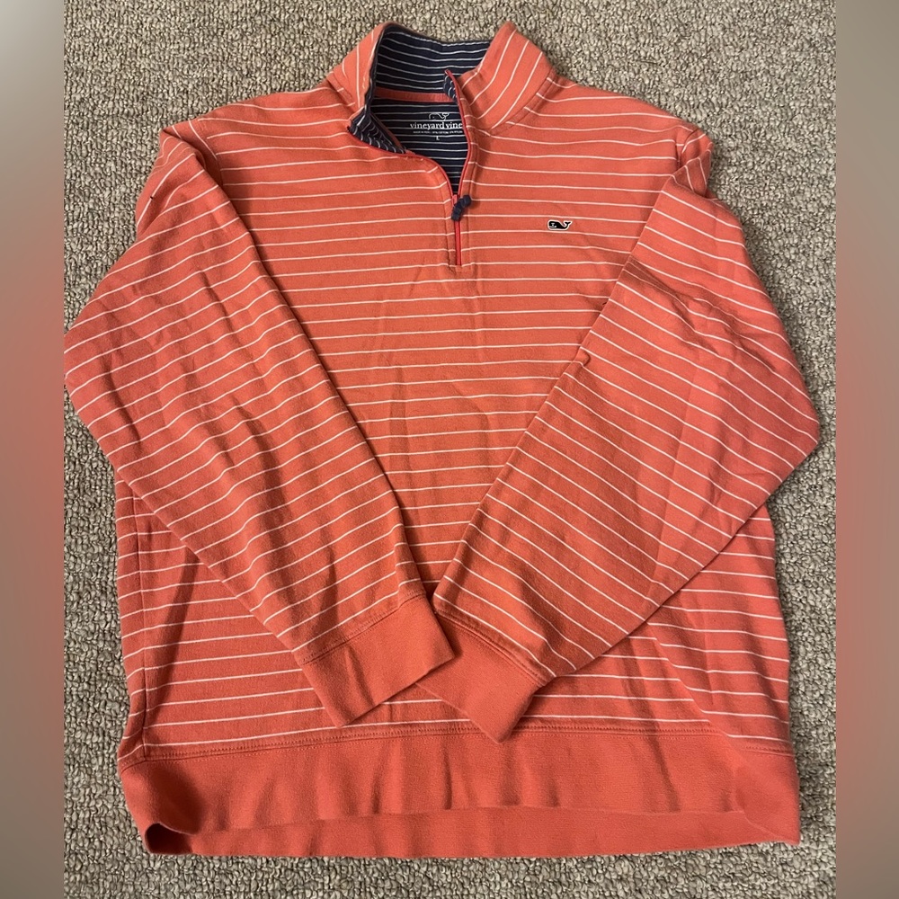 Pink & White Vineyard Vines Quarter Zip Sweatshirt